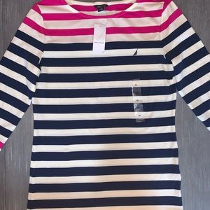 Women’s Nautica striped 3/4 top